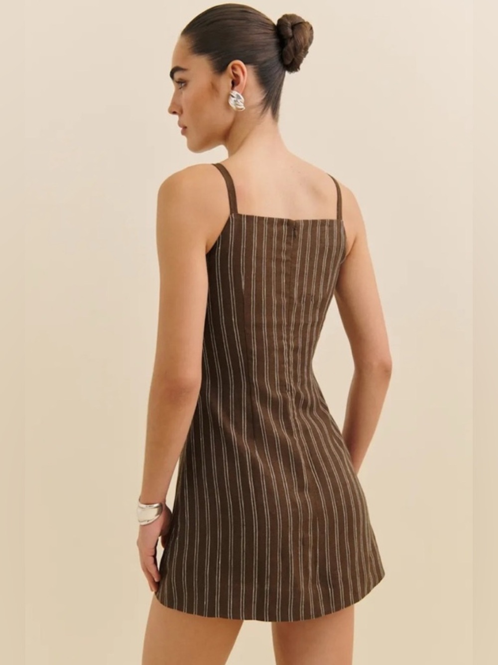 Reformation Phillipa Linen Dress In Boardwalk Stripe Size 12 - Picture 3 of 10